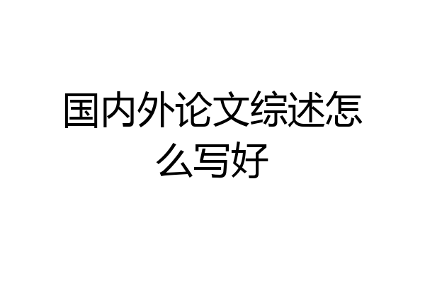 国内外论文综述怎么写好