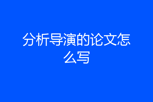 分析导演的论文怎么写