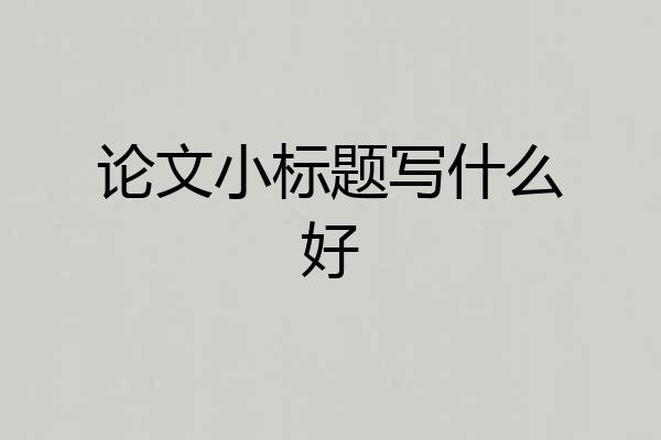 论文小标题写什么好