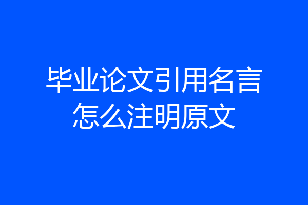 毕业论文引用名言怎么注明原文