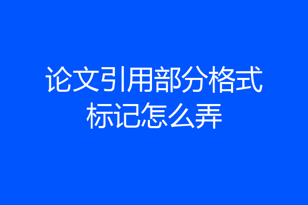 论文引用部分格式标记怎么弄