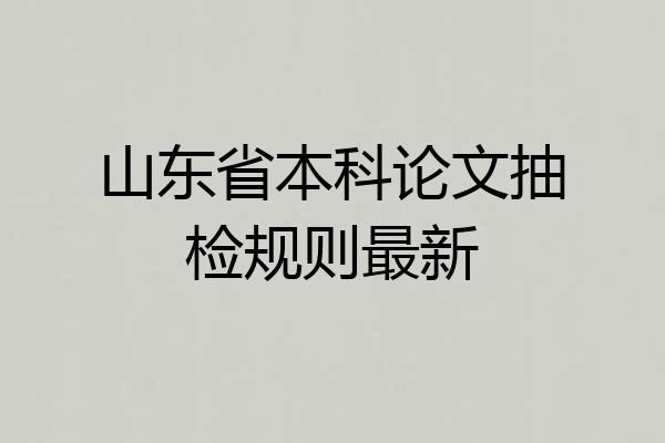 山东省本科论文抽检规则最新