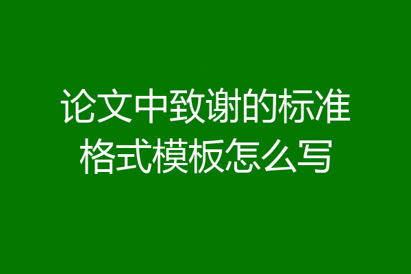论文中致谢的标准格式模板怎么写