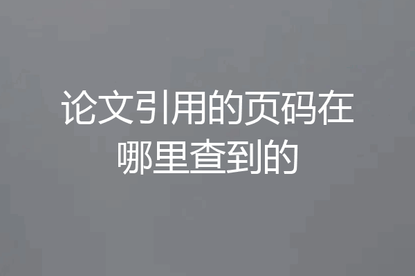 论文引用的页码在哪里查到的