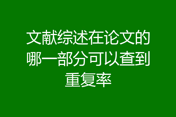 文献综述在论文的哪一部分可以查到重复率