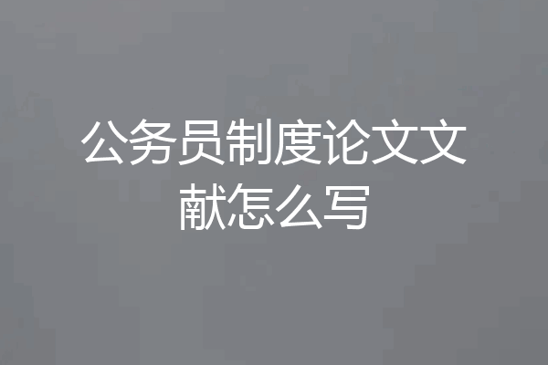 公务员制度论文文献怎么写