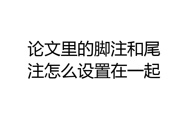 论文里的脚注和尾注怎么设置在一起