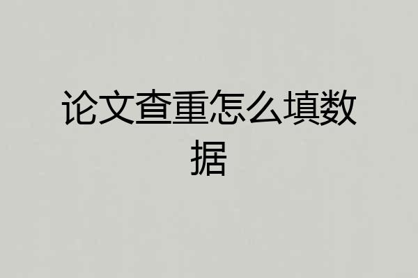 论文查重怎么填数据