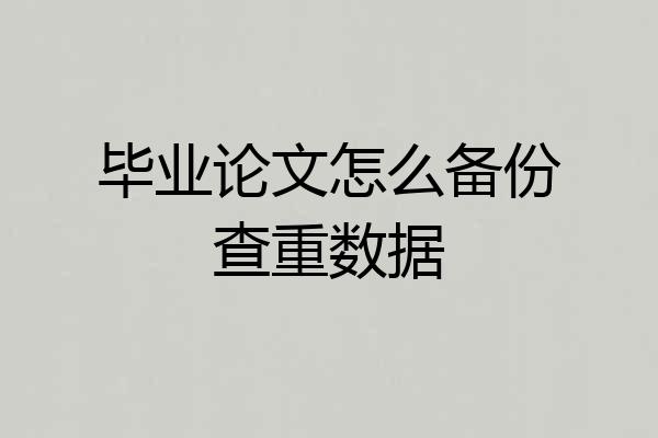 毕业论文怎么备份查重数据