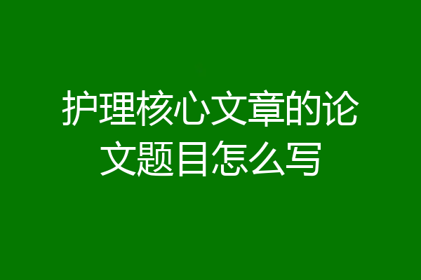 护理核心文章的论文题目怎么写