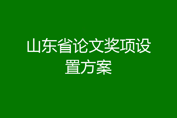 山东省论文奖项设置方案