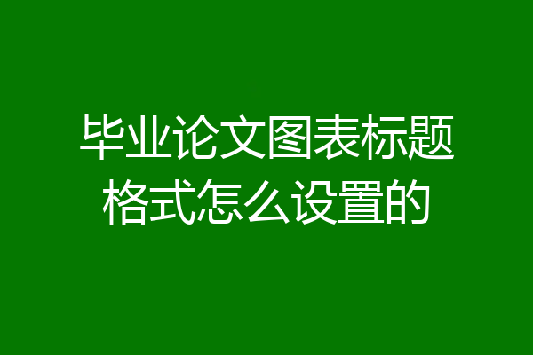 毕业论文图表标题格式怎么设置的