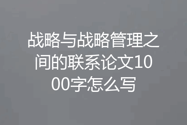 战略与战略管理之间的联系论文1000字怎么写