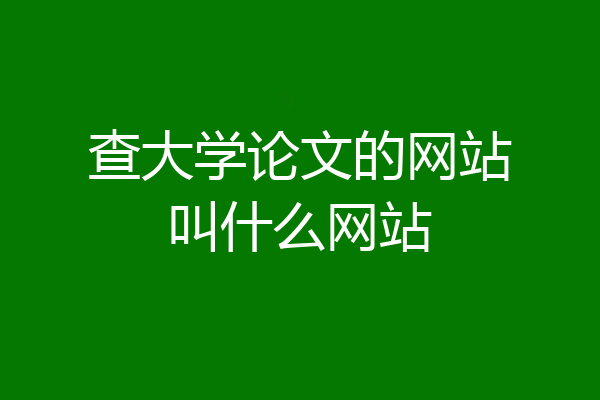 查大学论文的网站叫什么网站