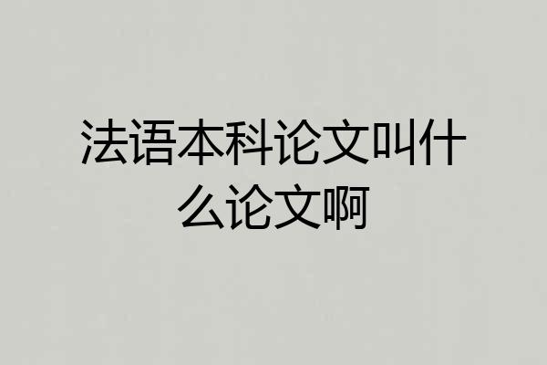 法语本科论文叫什么论文啊