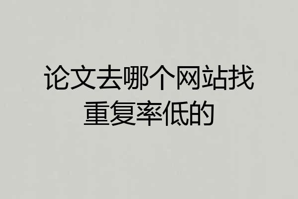 论文去哪个网站找重复率低的