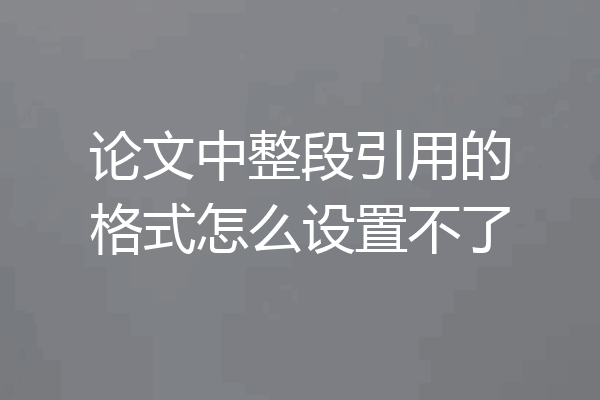 论文中整段引用的格式怎么设置不了