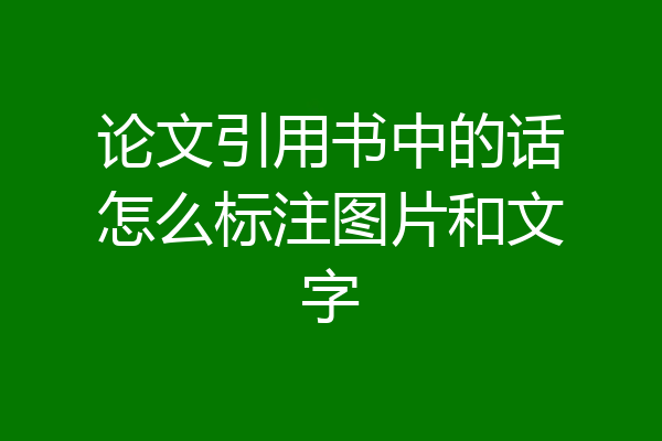 论文引用书中的话怎么标注图片和文字