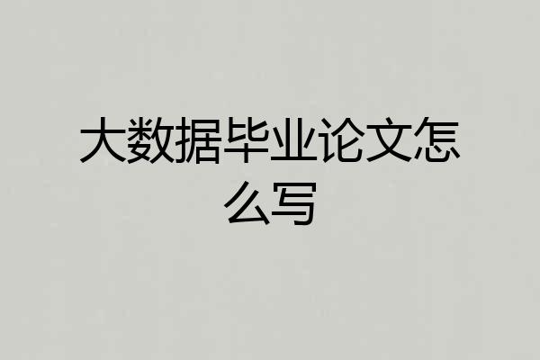 大数据毕业论文怎么写