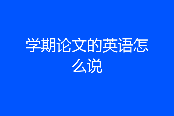 学期论文的英语怎么说