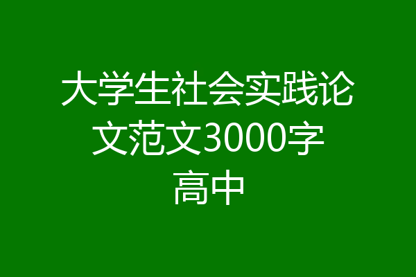 大学生社会实践论文范文3000字高中