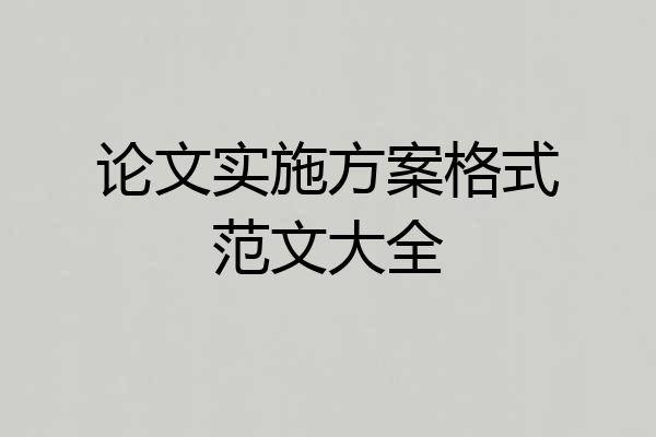 论文实施方案格式范文大全