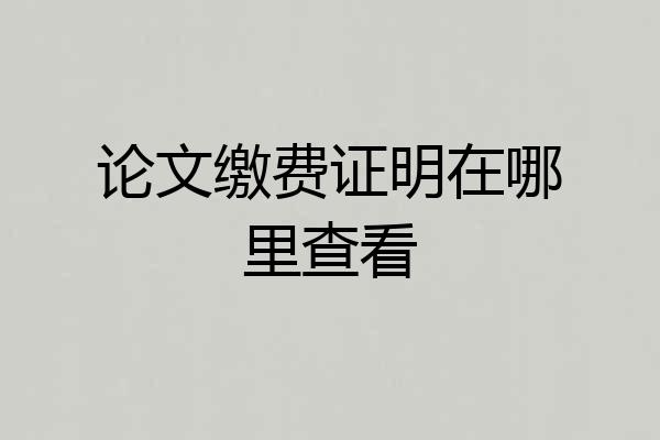 论文缴费证明在哪里查看