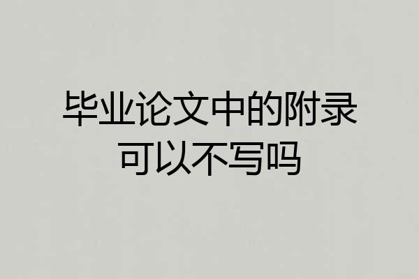 毕业论文中的附录可以不写吗