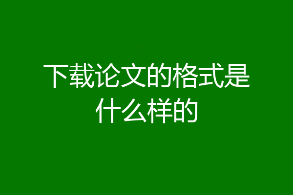 下载论文的格式是什么样的