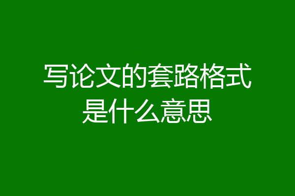 写论文的套路格式是什么意思