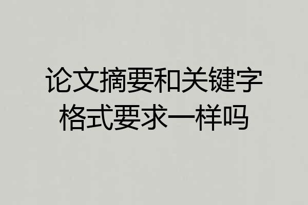 论文摘要和关键字格式要求一样吗
