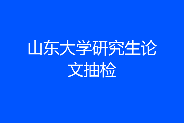 山东大学研究生论文抽检