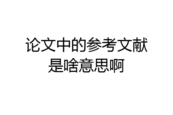 论文中的参考文献是啥意思啊