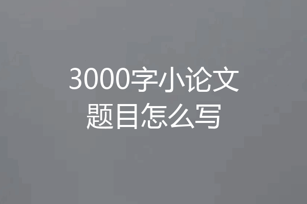 3000字小论文题目怎么写