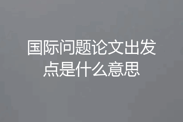 国际问题论文出发点是什么意思