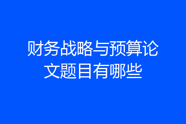 财务战略与预算论文题目有哪些