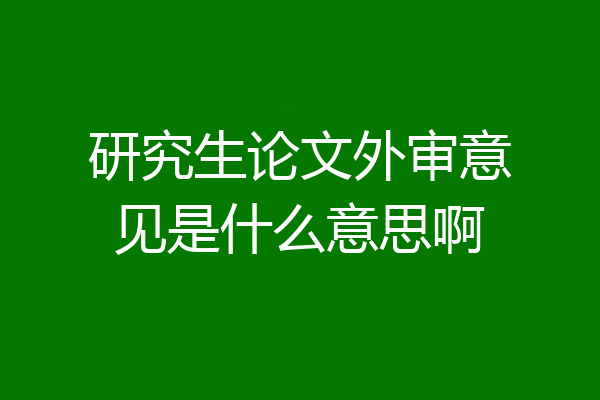 研究生论文外审意见是什么意思啊