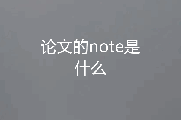 论文的note是什么