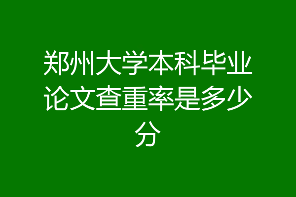 郑州大学本科毕业论文查重率是多少分