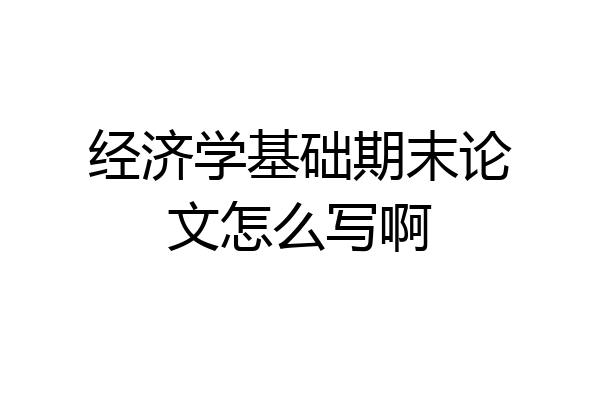 经济学基础期末论文怎么写啊