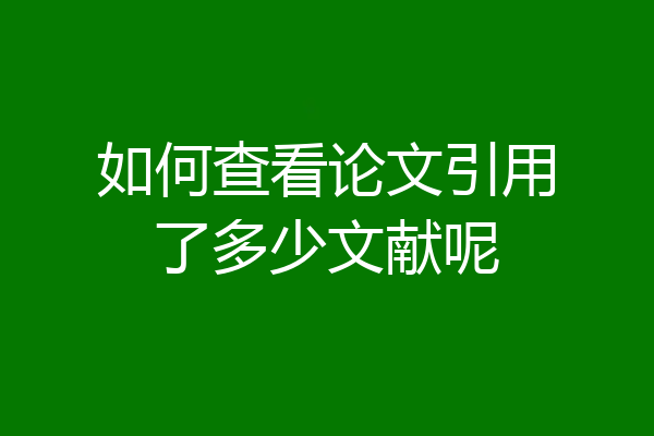 如何查看论文引用了多少文献呢