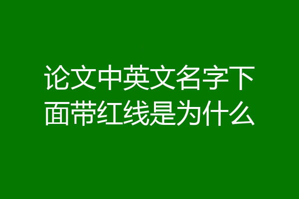 论文中英文名字下面带红线是为什么