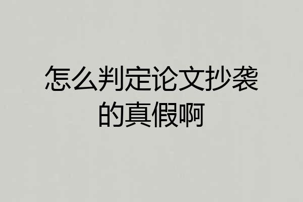 怎么判定论文抄袭的真假啊