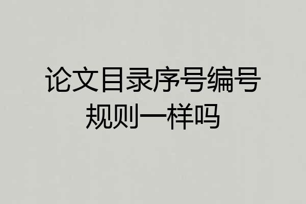 论文目录序号编号规则一样吗