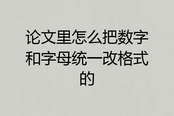 论文里怎么把数字和字母统一改格式的