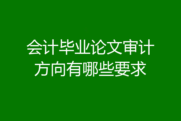 会计毕业论文审计方向有哪些要求