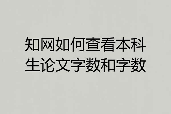 知网如何查看本科生论文字数和字数