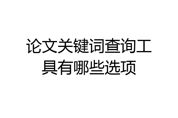 论文关键词查询工具有哪些选项