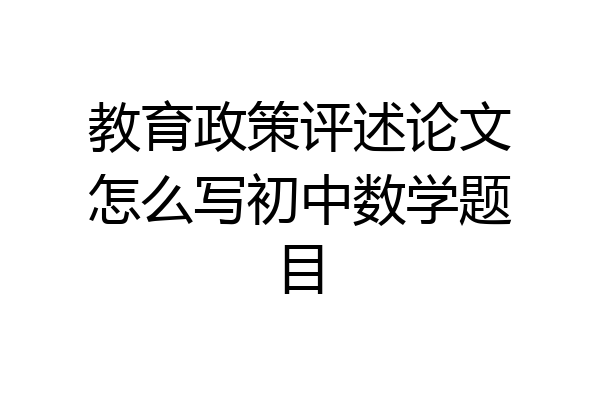 教育政策评述论文怎么写初中数学题目