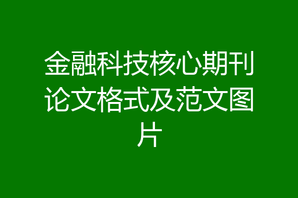 金融科技核心期刊论文格式及范文图片